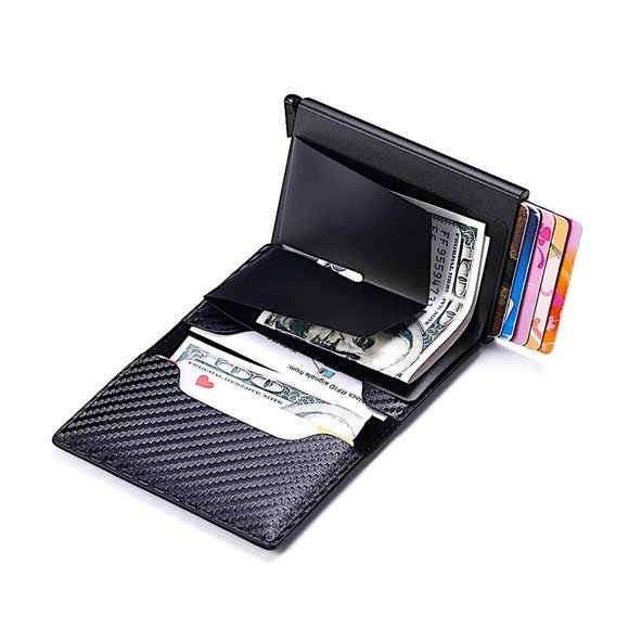 Mens RFID Blocking Leather Credit Card ID Holder Pop Up Slim Card Wallet - Picture 4 of 13